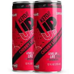 PRÜVIT Cherry Lightning Keto UP being poured into a glass for refreshment