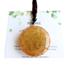 PSEEHEE Rose Quartz Orgone pendant highlighting clear resin and copper coil for energy balance