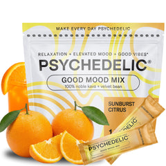 Psychedelic Water Calming Kava Drink Mix bottle with sunburst citrus for relaxation