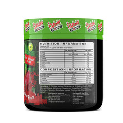 Close-up of Edge of Insanity label highlights 350 mg caffeine for focus