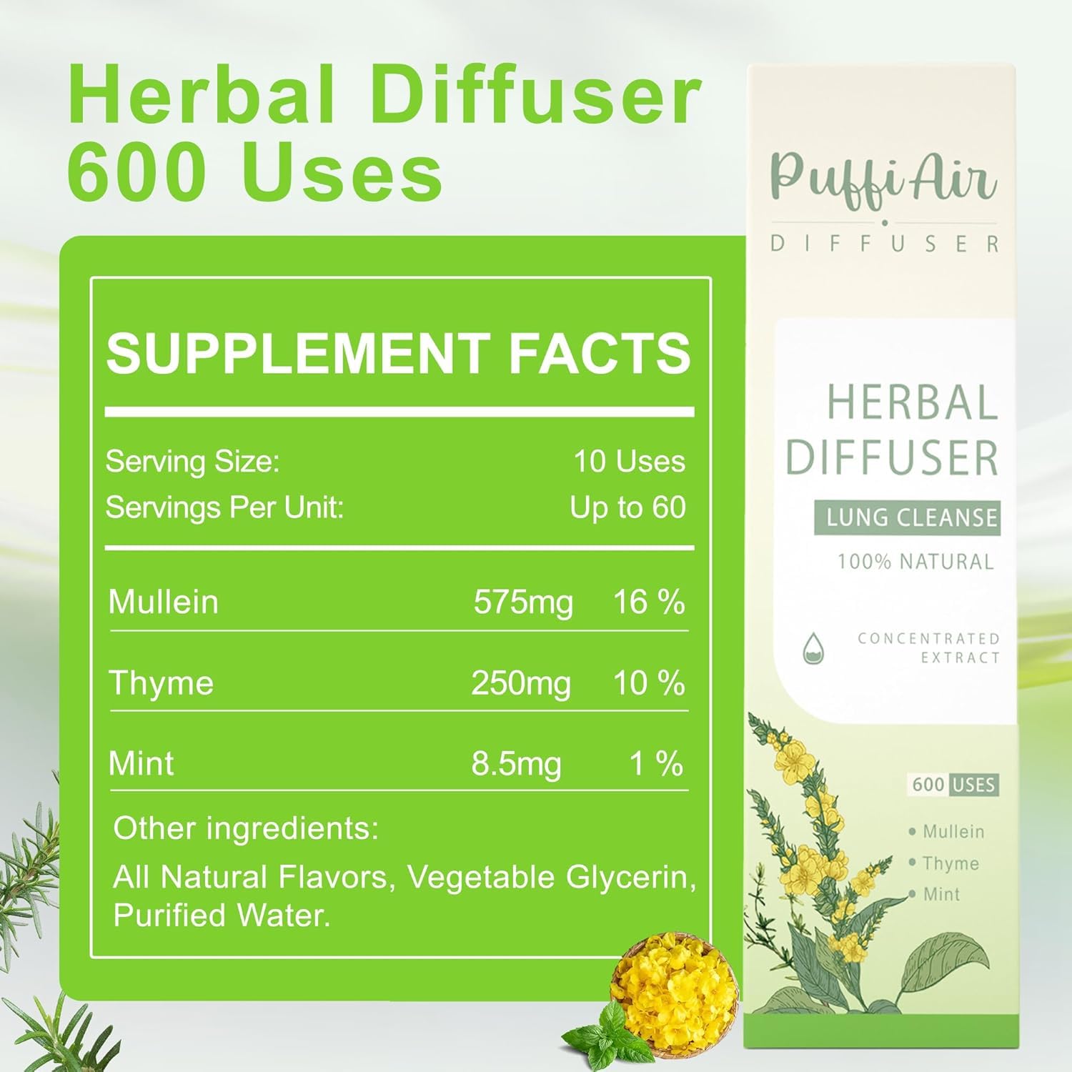 PUFFIAIR Inner Balance Duo green purple diffuser pen closeup with smooth texture