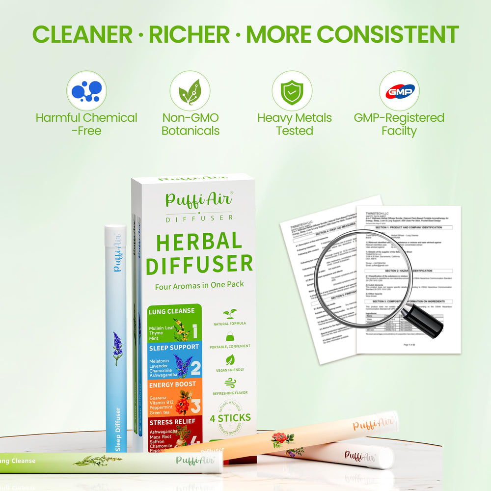 PUFFIAIR no-additives botanical formula diffuser pen for clean aromatherapy