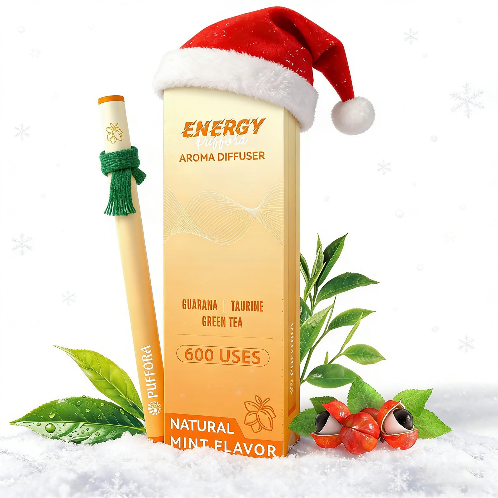 Puffora Energy Diffuser Pen with guarana and green tea for natural alertness.