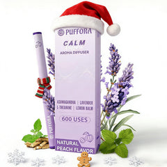 Puffora Herbal Diffuser Pen held in hand for on-the-go calm.