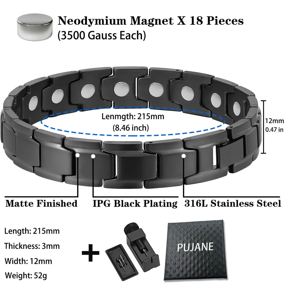 PUJANE magnetic bracelet side view highlighting the sturdy clasp for secure wear.
