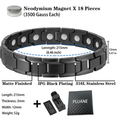PUJANE magnetic bracelet side view highlighting the sturdy clasp for secure wear.