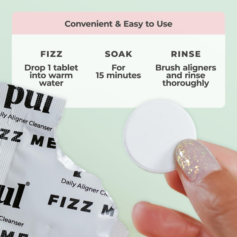 Clean aligners after soaking for a brighter look and fresh breath
