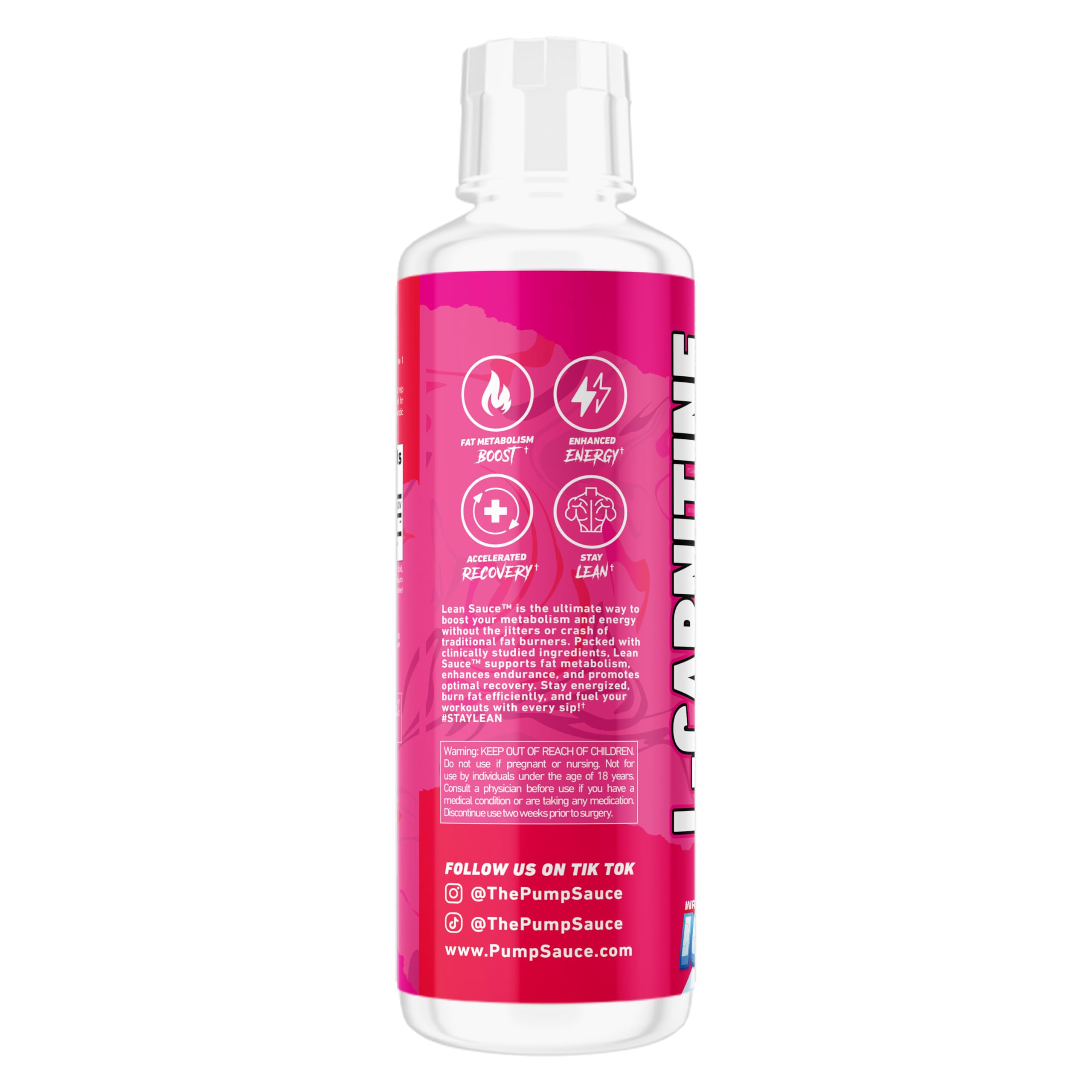 Pump Sauce Lean Sauce label detail highlights 3500mg L-Carnitine per serving.