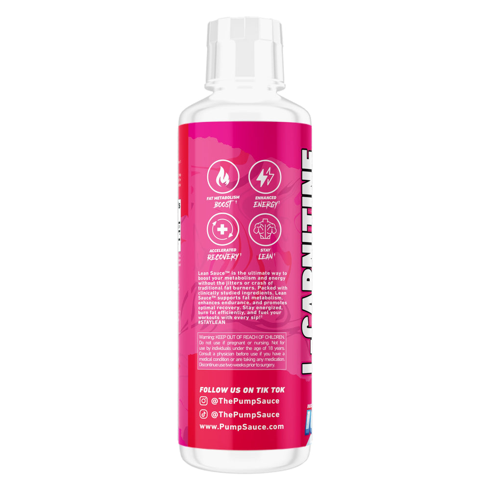 Pump Sauce Lean Sauce label detail highlights 3500mg L-Carnitine per serving.