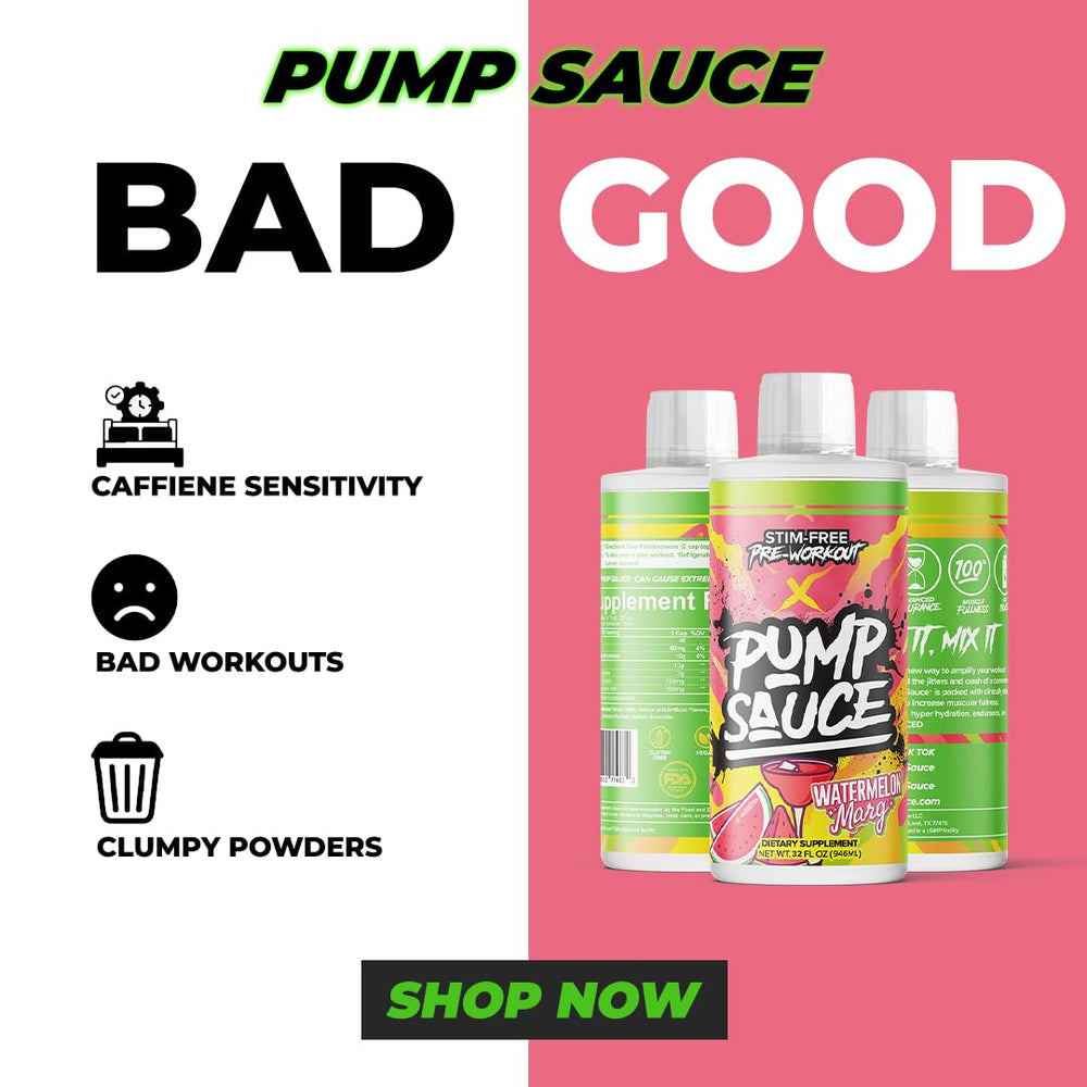 Pump Sauce liquid pump supplement pour captures immediate pre-workout visualization.