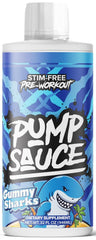 Pump Sauce Pre-Workout 32oz bottle highlights caffeine-free pump support.