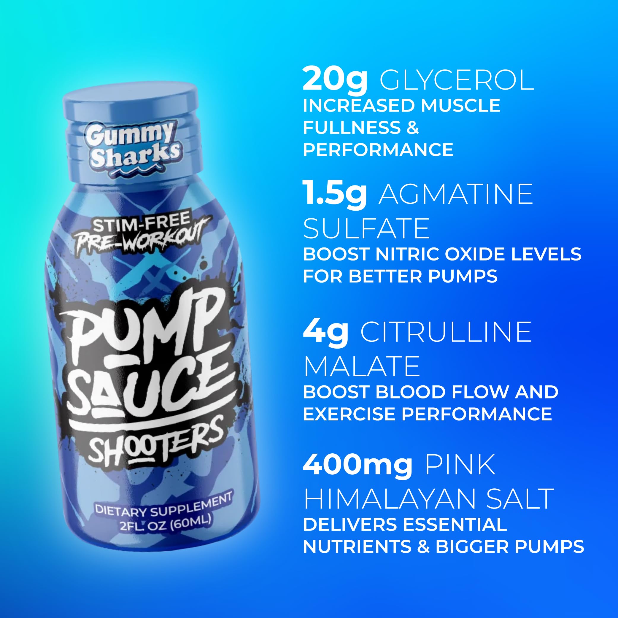 Pump Sauce Shooters Gummy Sharks 12-pack box for training routines