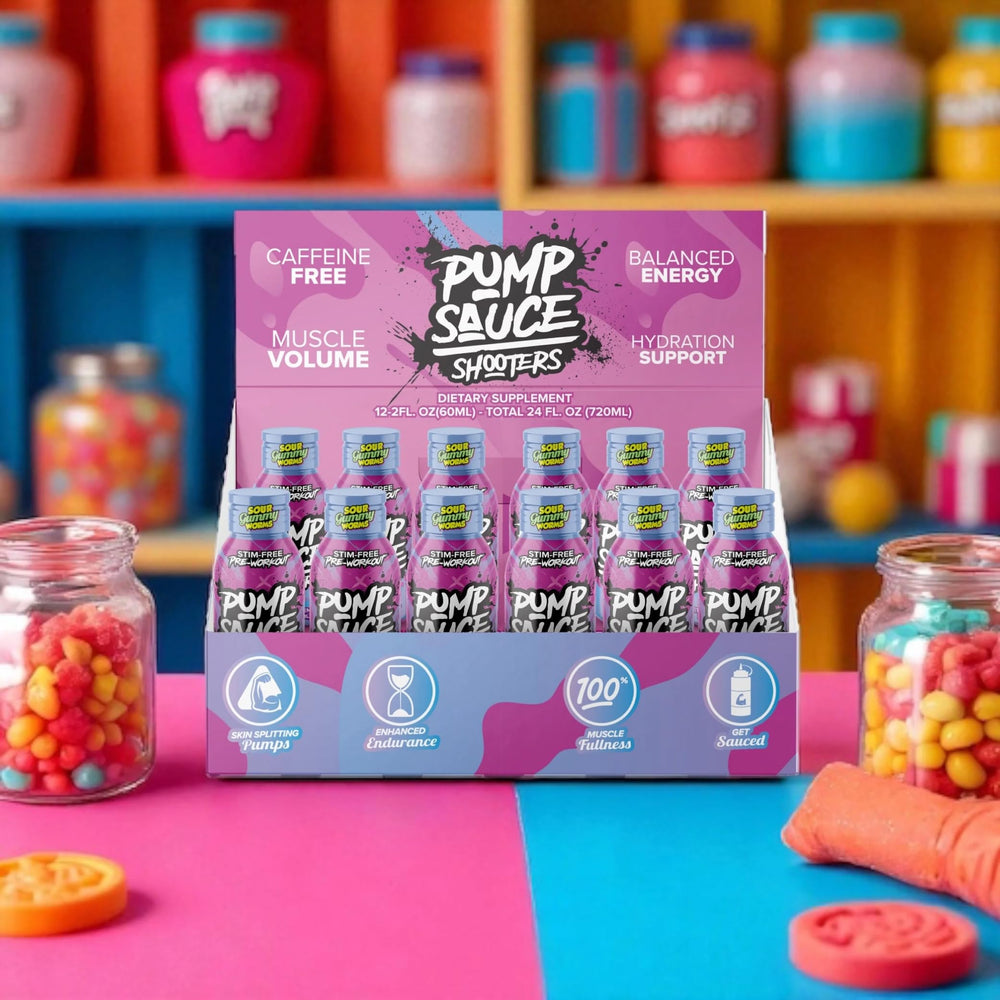 Pump Sauce Shooters ingredients panel highlighting gluten-free vegan formula