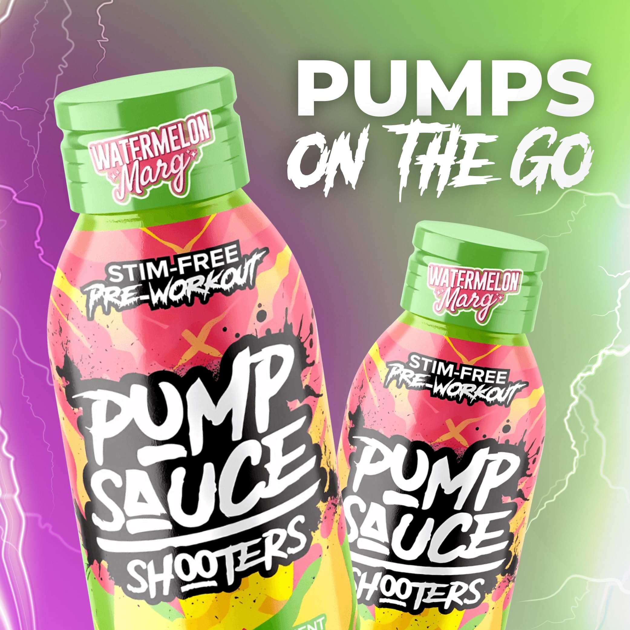 Pump Sauce Shooters Watermelon Margarita color suggests refreshing flavor during training.
