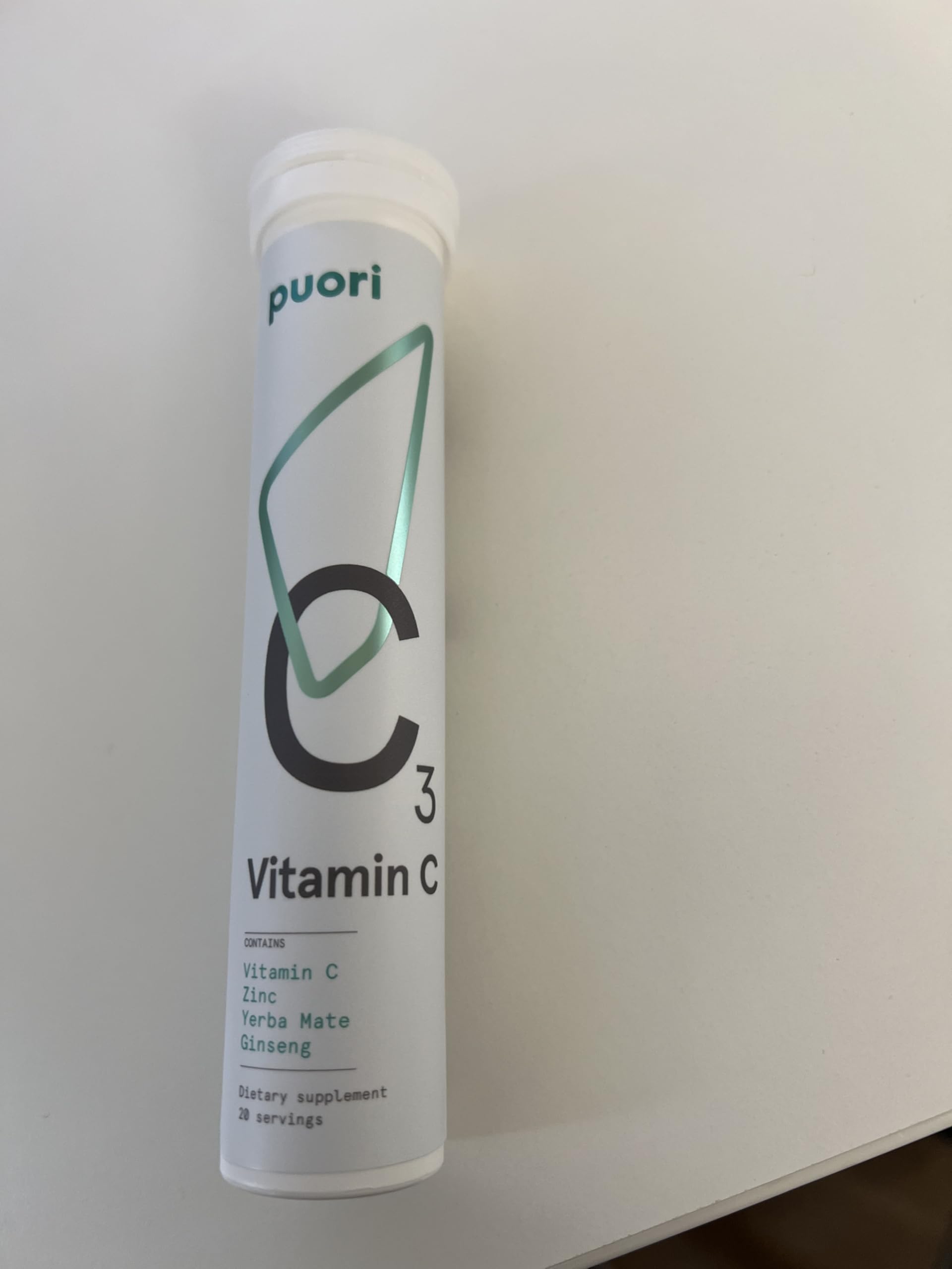 Puori C3 tablet dissolving in water for a clean, sugar-free drink.