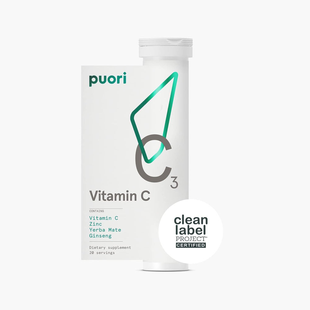 Puori C3 effervescent tubes ready to mix for immune support.