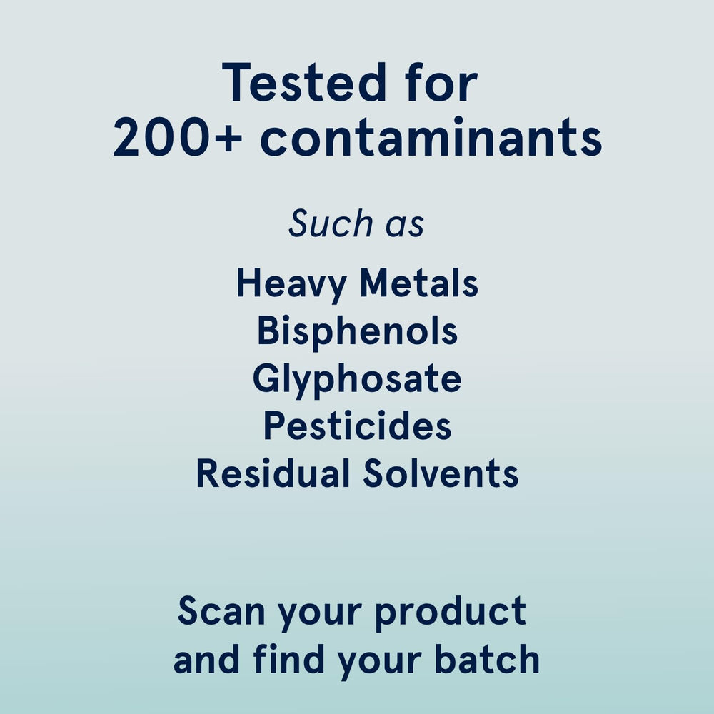 Puori Daily Probiotics QR code label links to purity testing results.