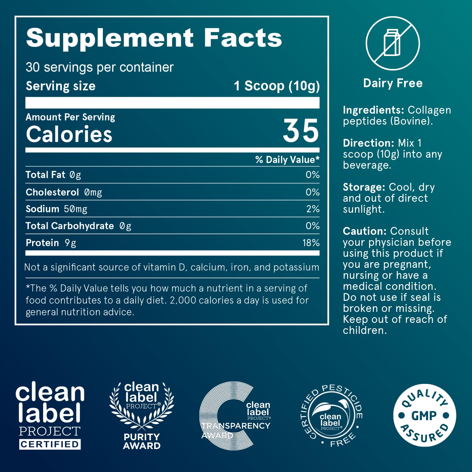 Puori Pure Collagen Peptides scoop beside a glass after mixing.