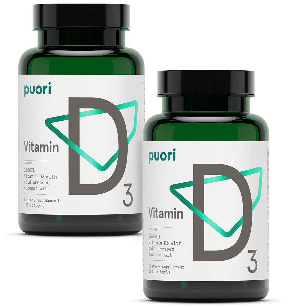 Puori Vitamin D3 Softgels bottle close-up showing high-potency D3 for immune support.