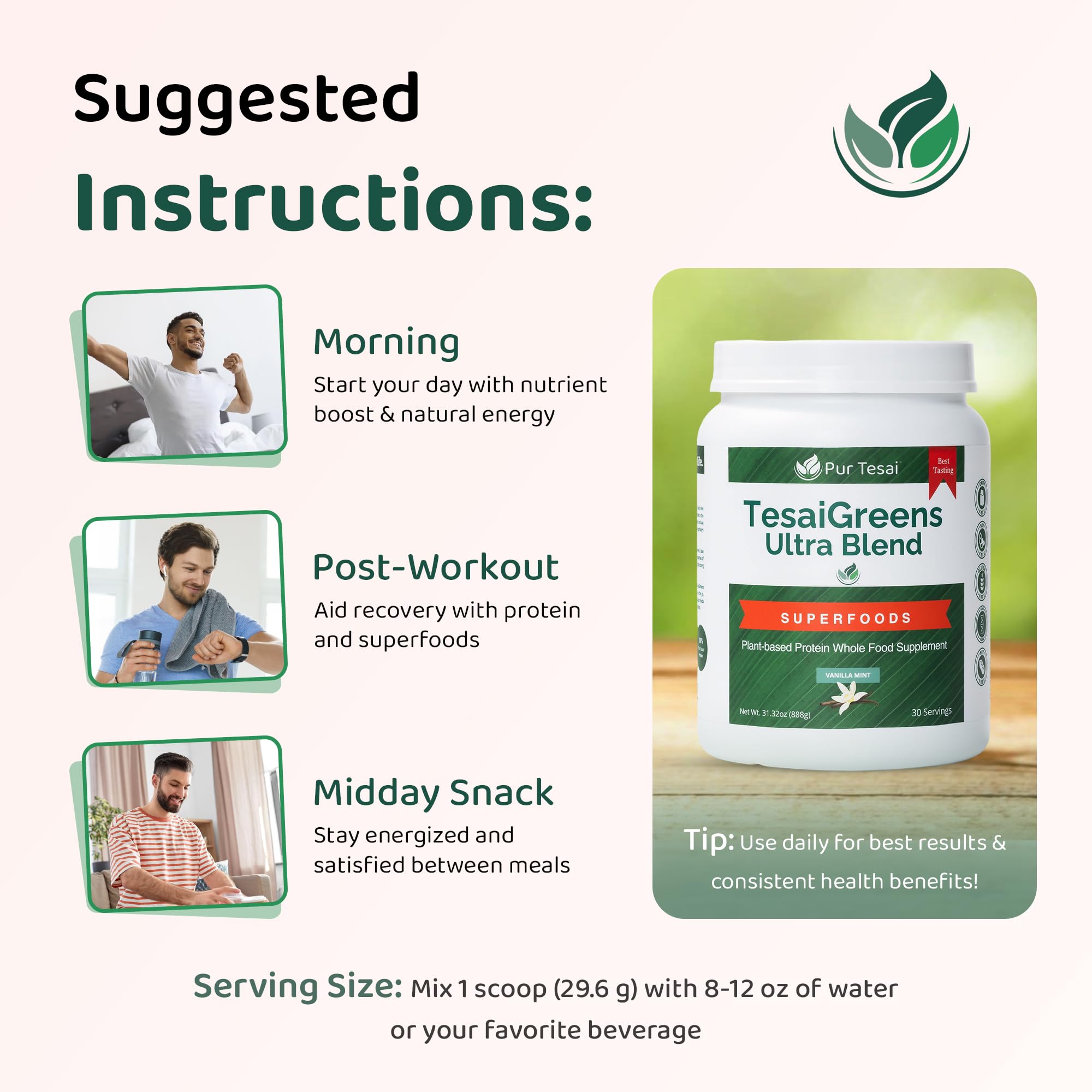 Pur Tesai TesaiGreens Ultra probiotic blend graphic highlighting 7B CFU.