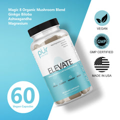 Pur Wellness Elevate bottle on desk ready for daily focus routine.