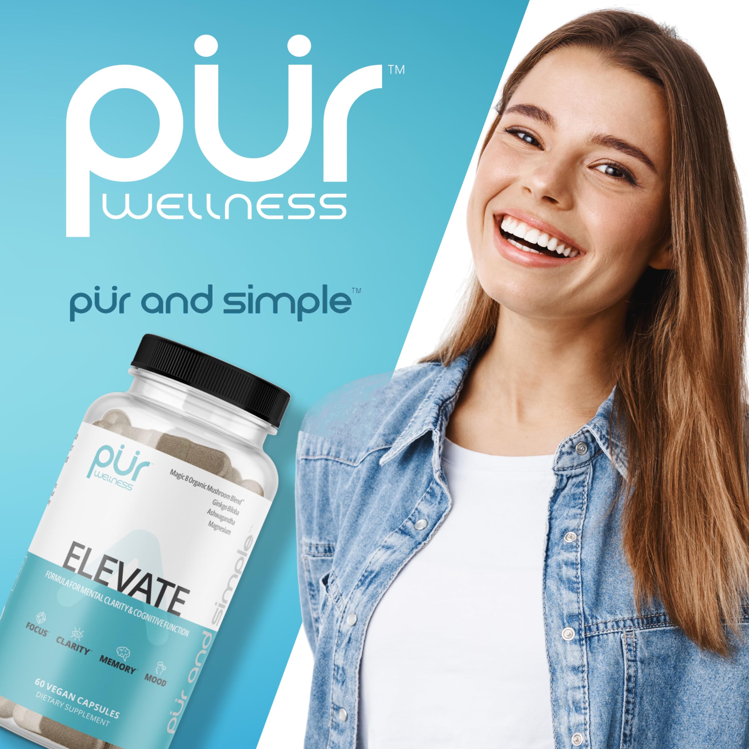 Pur Wellness Elevate capsules arranged for a daily focus ritual.