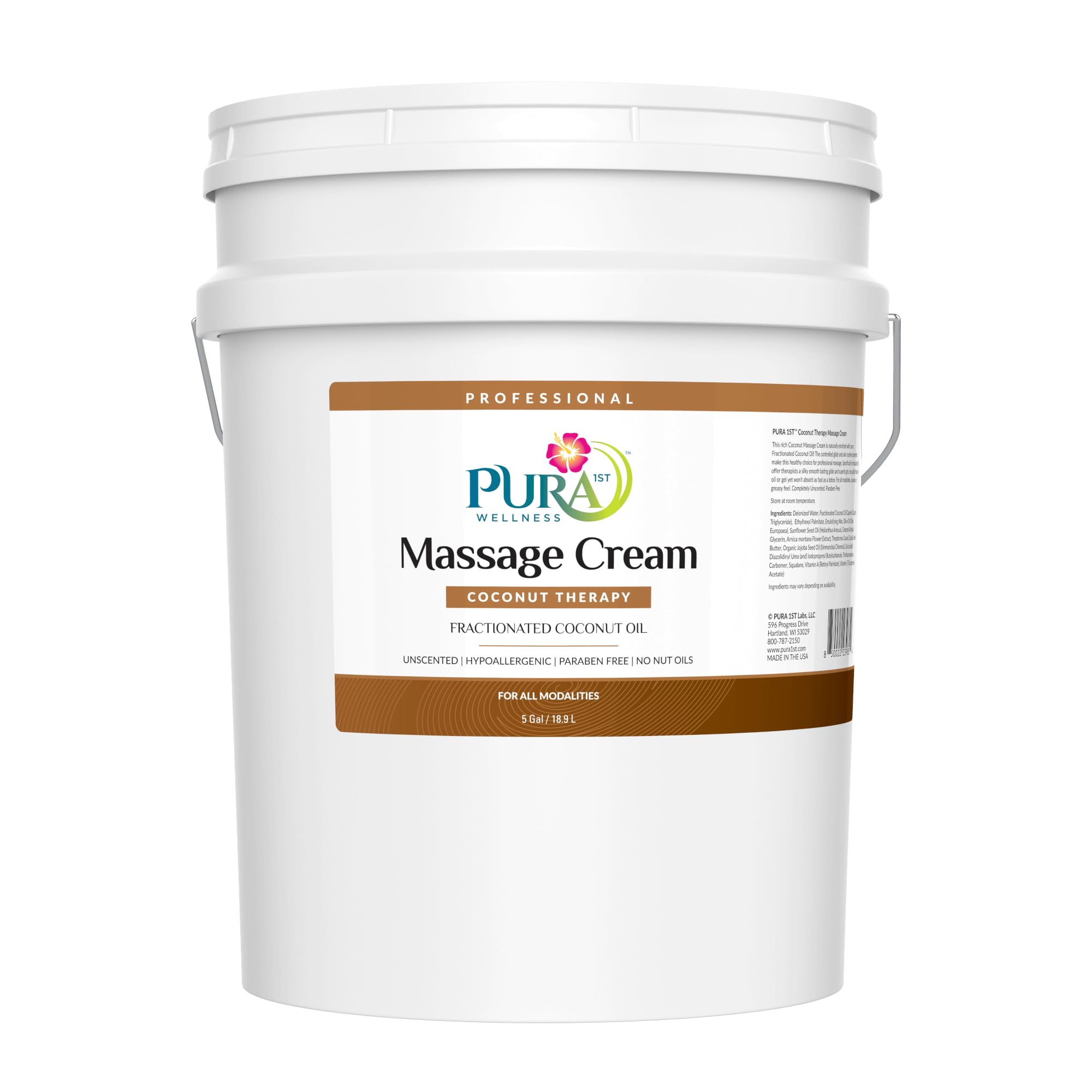PURA 1st Coconut Therapy 5 Gallon bottle for professional massage with hydration.