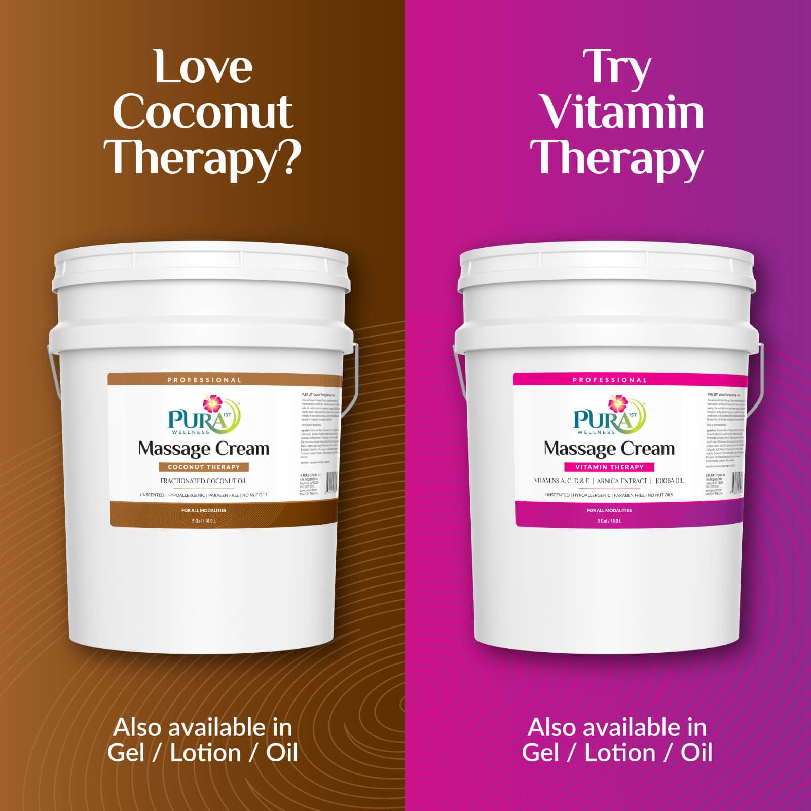 PURA 1st Coconut Therapy USA-made label signaling premium professional quality.