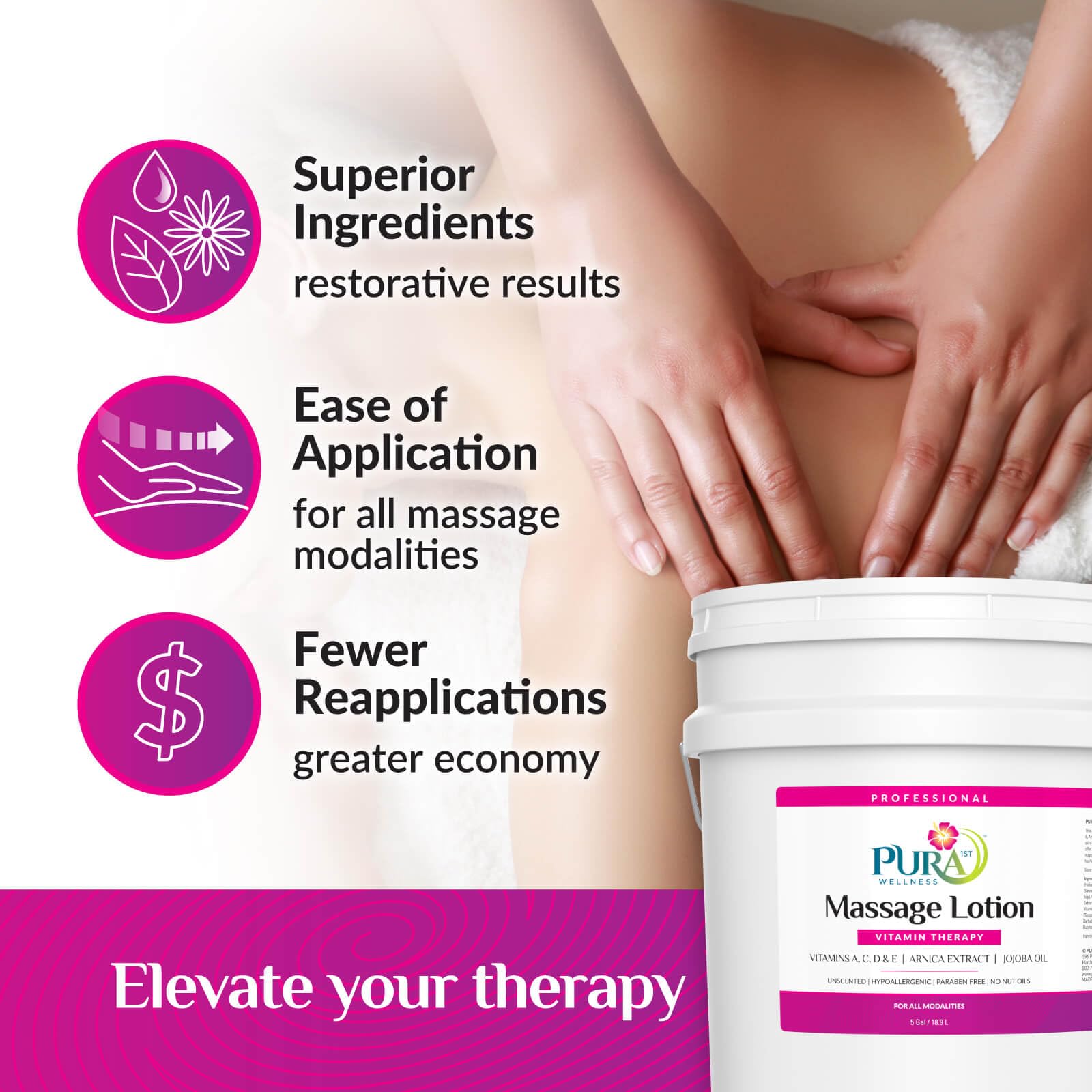 PURA 1st Vitamin hypoallergenic formula for sensitive skin during therapy sessions.