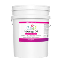 PURA 1st Vitamin Therapy 5-gallon bottle shown for professional massage sessions