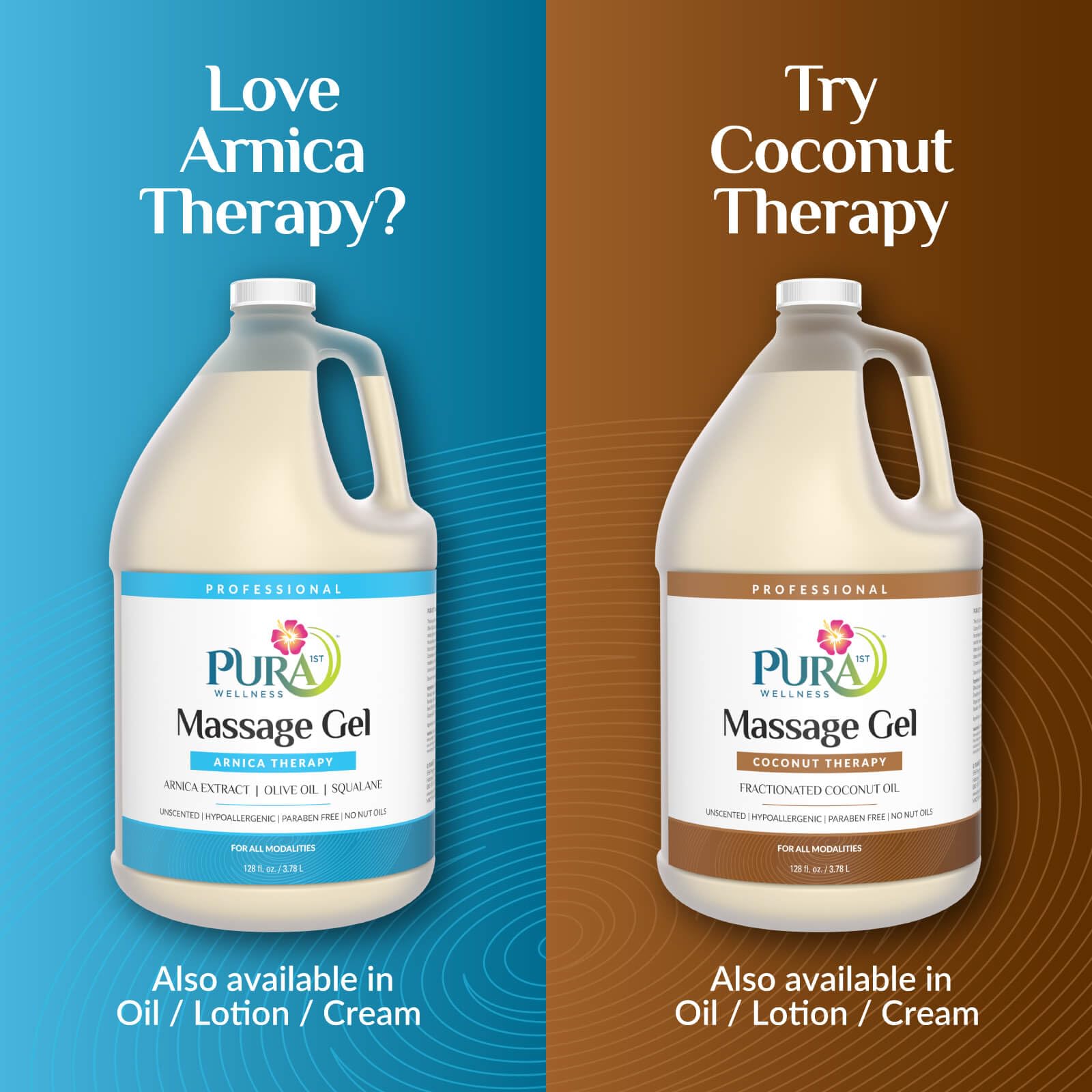 Unscented PURA 1st Arnica Therapy formula blends with essential oils.