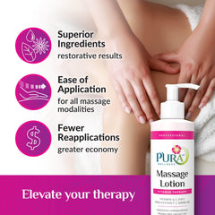 PURA 1st Wellness hands applying lotion during a deep tissue massage