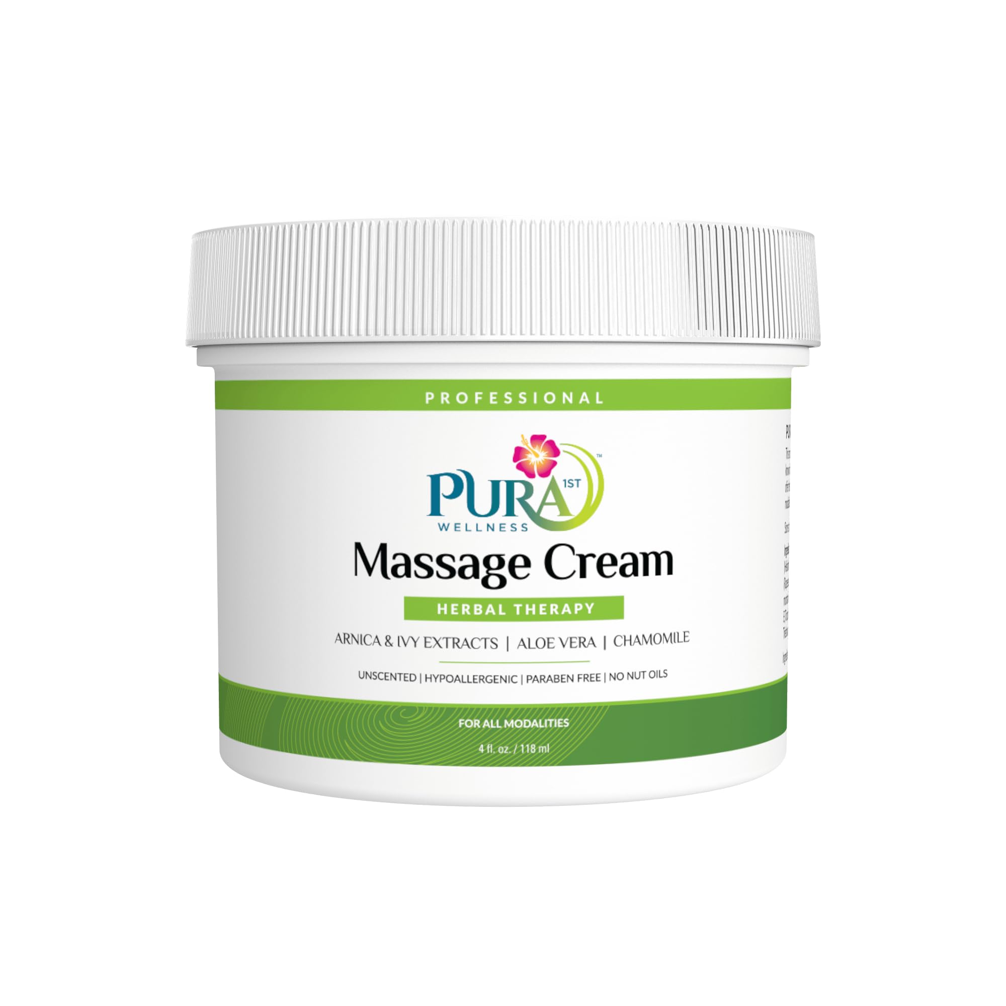 PURA 1st Wellness massage cream jar offers a smooth glide for deep tissue work