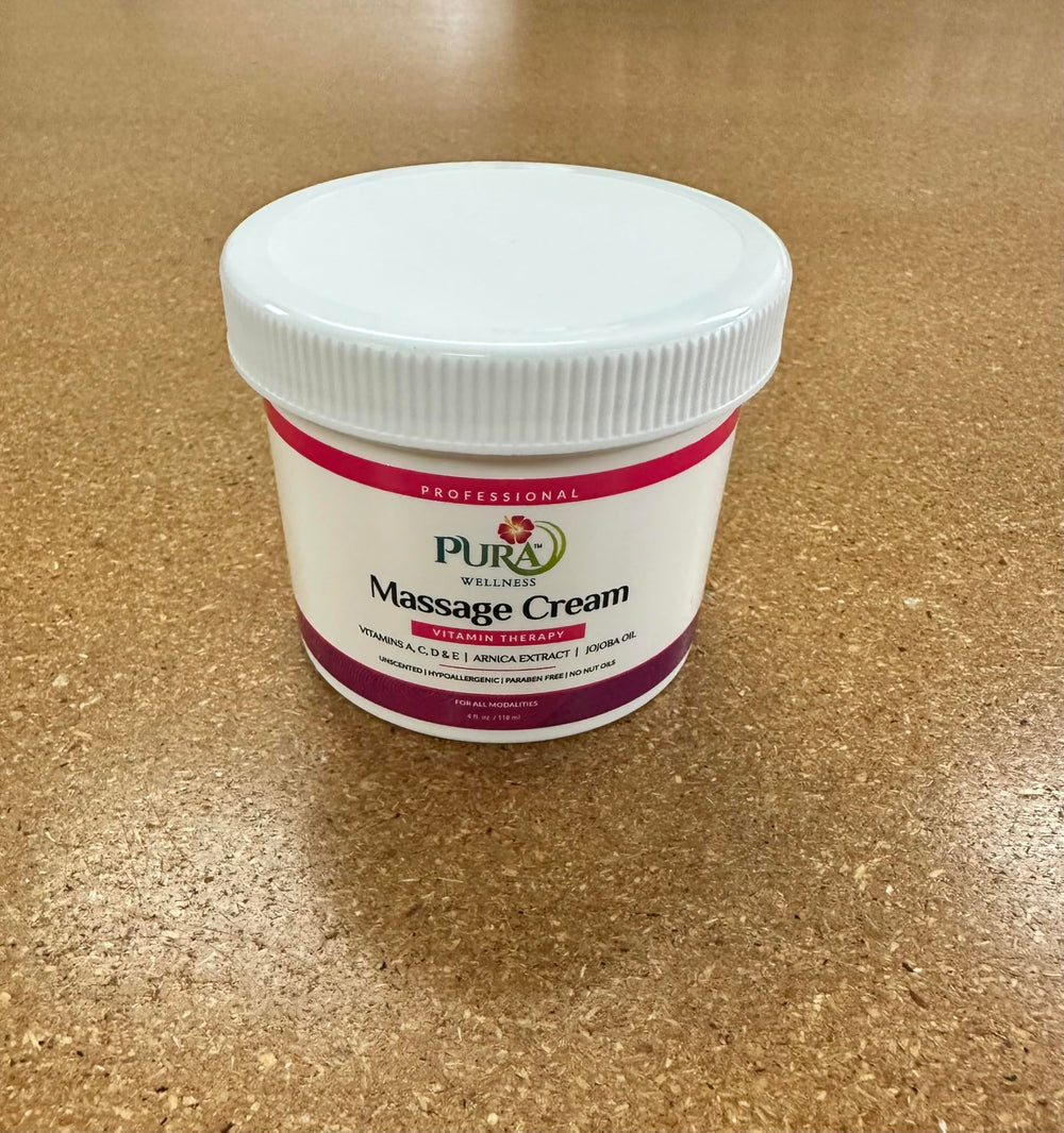 Unscented PURA 1st Wellness massage cream in jar for sensitive skin