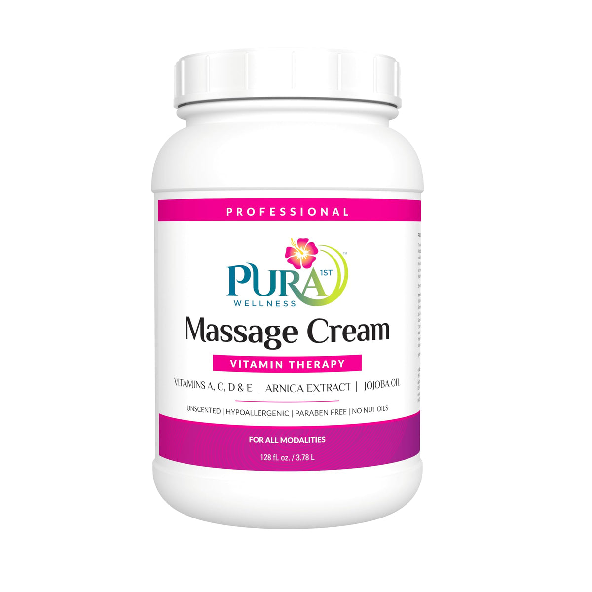 PURA 1st Wellness Vitamin Massage Cream pump for smooth, targeted relief during therapy sessions.
