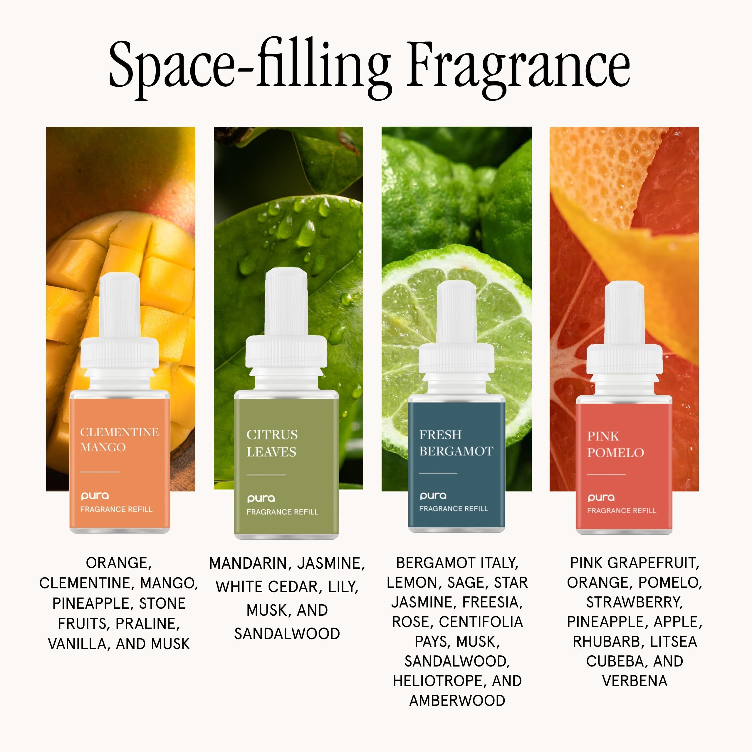 Pura 4 Clementine Mango vial close-up showing vibrant, uplifting scent.
