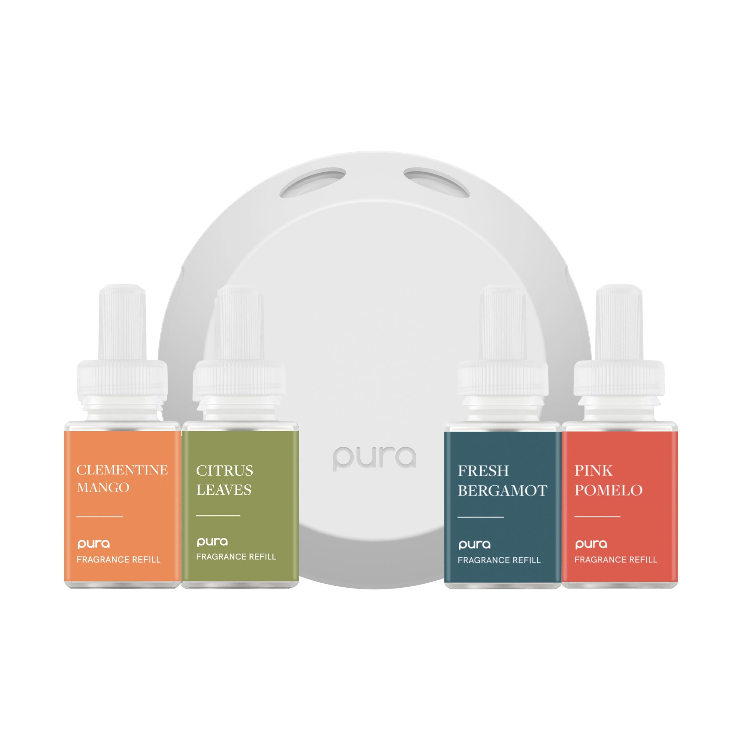 Pura 4 diffuser with starter set and vials for customizable home fragrance.