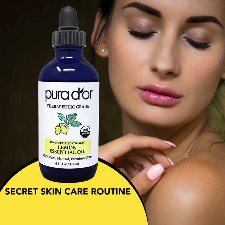 PURA D'OR Aceite de limón para cuidado ligero de piel y cabello.