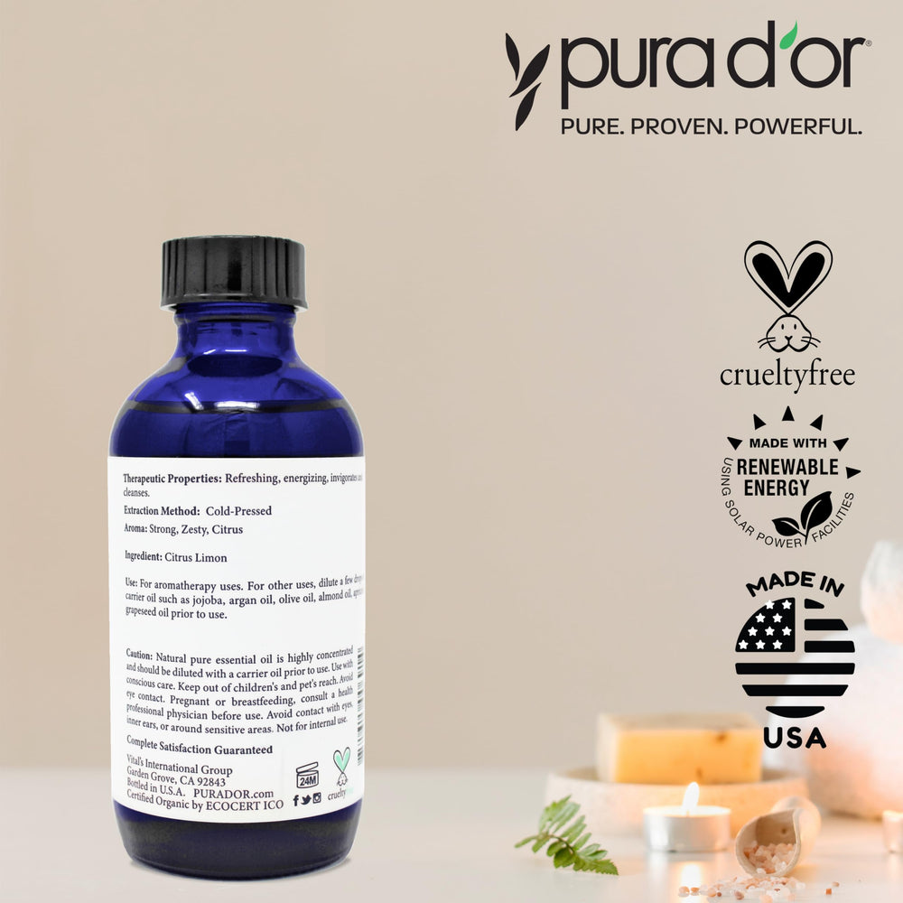 PURA D'OR Aceite de limón para quitar grasa y limpia superficies.