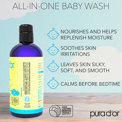 PURA D'OR tear-free formula close-up, eye-friendly baby wash