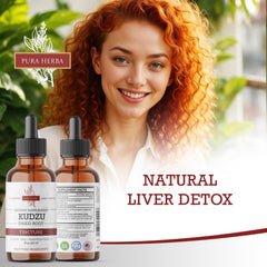 Pura Herba Kudzu root extract label close-up showing vegan non-GMO formula.
