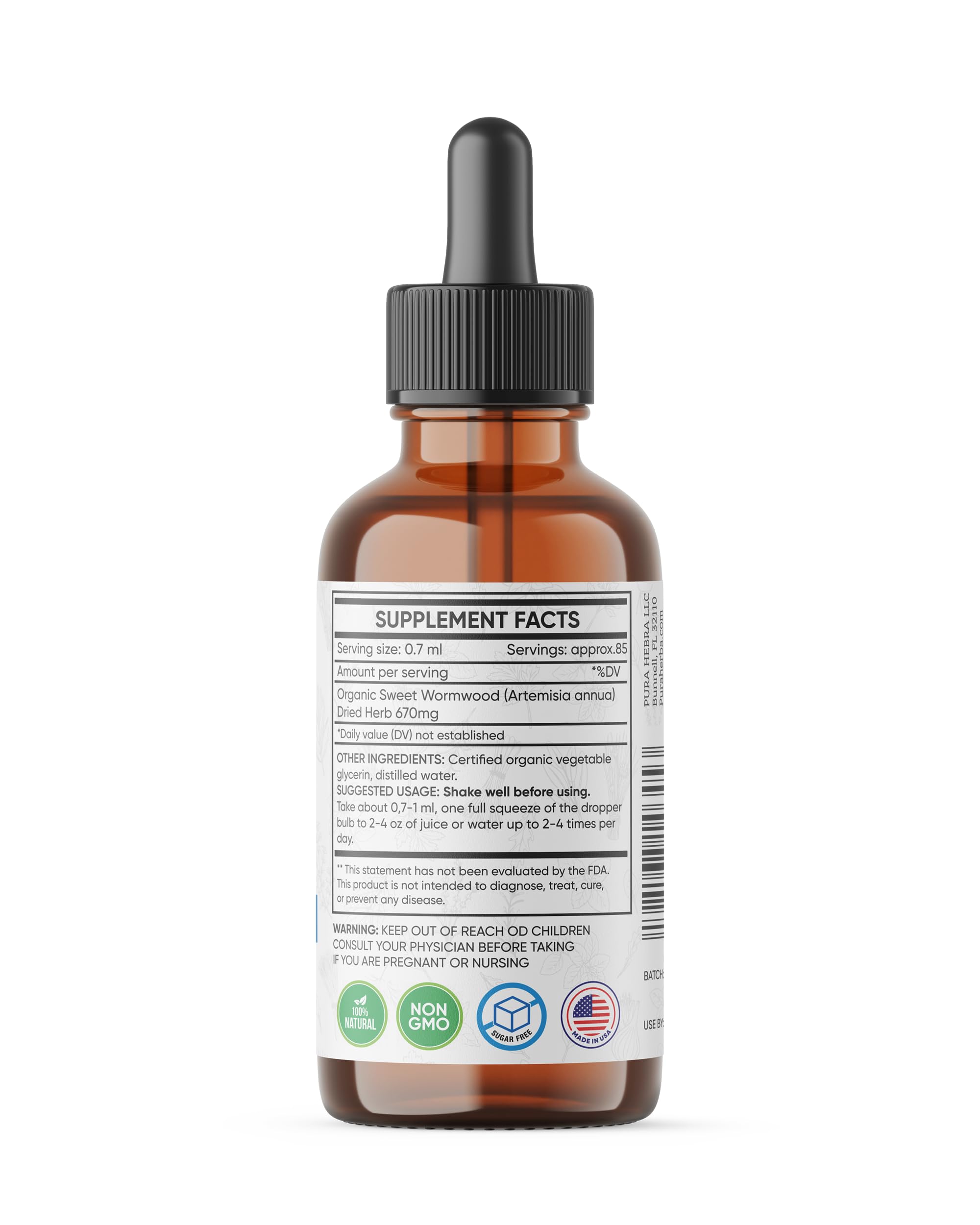 Dropper bottle releasing drops for quick gut support and absorption.