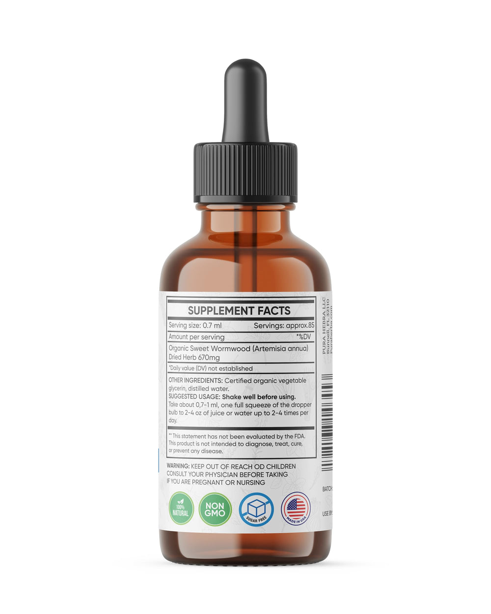 Dropper bottle releasing drops for quick gut support and absorption.