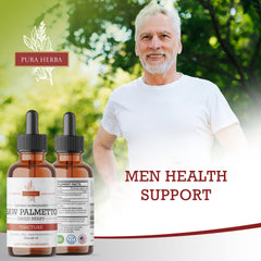 Pura Herba Saw Palmetto tincture drops for convenient, alcohol-free mixing.