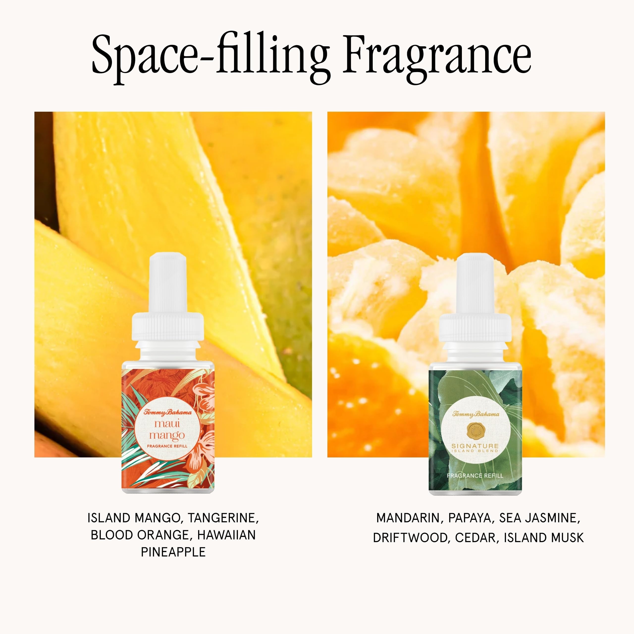 Pura Maui Mango fragrance bottle highlights fruit-forward notes for a refreshing scent.