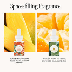 Pura Maui Mango fragrance bottle highlights fruit-forward notes for a refreshing scent.