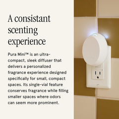 Pura Mini diffuser with LED light for ambient glow while diffusing.