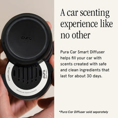 Pura Santorini sandalwood and amber aroma evokes calm, relaxed drives.