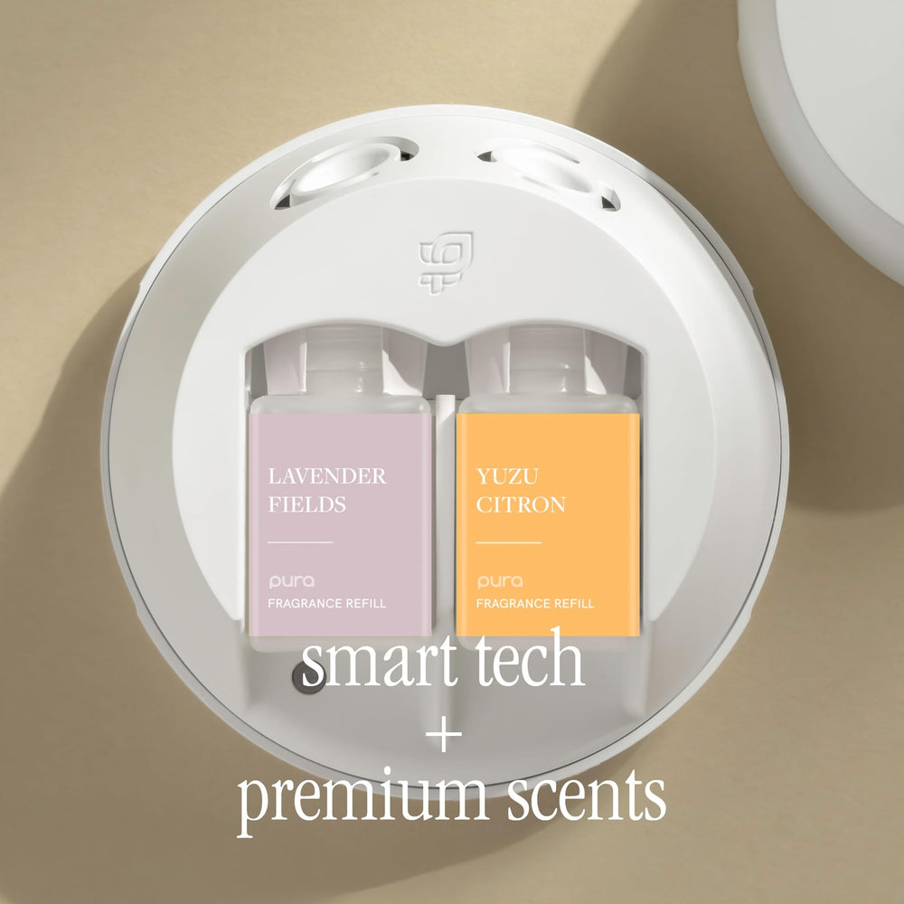 Pura starter kit box provides convenient unboxing and quick scent setup.
