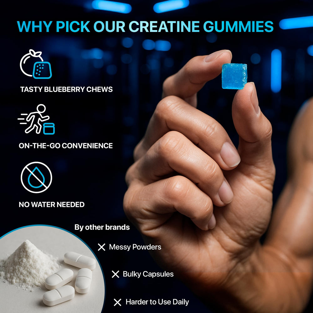 PURA WEX Nutrition creatine-monohydrate gummies blueberry gummies-out ready for travel.